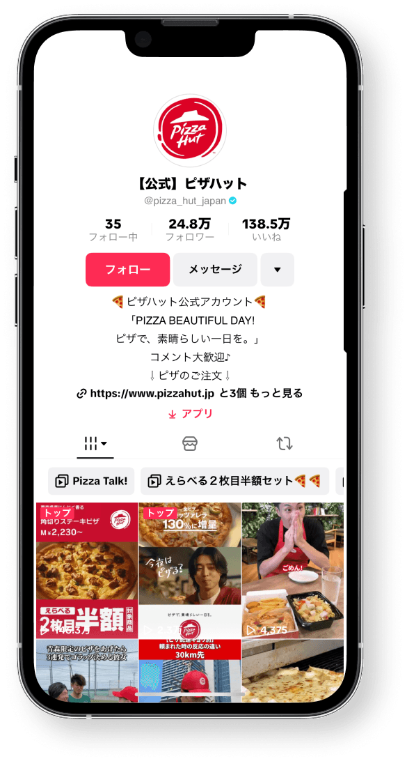 日本ピザハット株式会社 様のTikTok実績