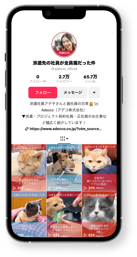 アデコ株式会社 様のTikTok実績
